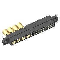 Harwin M80-4E1204200-04-307-00-000 Power to the Board Datamate 2-Row Mix-Tek Female Crimp Connector, No jackscrews, 20 x Extra Small Bore (28-32 AWG) signal contacts, 4 x 2.7mm Crimp Coax contacts