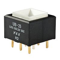 NKK Switches UB25SKG036B Pushbutton Switches SQ DPDT ON(ON) WHITE LED PC BODY ONLY