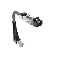 Amphenol Canada DRPC41A009B20 Modular Connectors / Ethernet Connectors Cable, Cat6A, Industrial RJ45, straight exit to R/A standard RJ plug (40mm), 26AWG, 1.0m, 8u gold