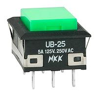 NKK Switches UB25NKW01N-F Pushbutton Switches RECT DPDT ON(ON) SOLDER LUG GREEN CAP