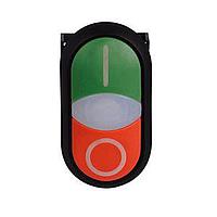 Eaton M22S-DDL-GR-X1-X0 Double Button NON-FLSH ILL DBL PB BLK-BZL GRN TOP RED