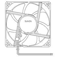 Sunon EF92251S3-1000U-A99 Axial Axial Fan, 92x92x25mm, 12VDC, 39.5CFM, 0.1"H2O, Sleeve, Wire, Auto Restart