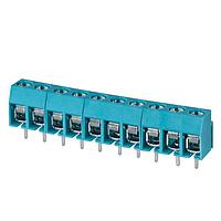 Same Sky (formerly CUI Devices) TB003-500-P10BE Fixed Terminal Blocks Terminal block, screw type, 5.00 , horizontal, 10 poles, CUI Blue, Philip's head screw, PCB mount