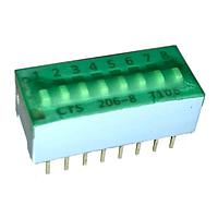 CTS Electronic Components 206-8ST DIP Switches SPST 8 switch sections