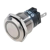 EAO 82-5151.2154 Anti-Vandal 82-5151.2154.Illuminated pushbutton.maintained.19 mm.stainless steel.flush/flat.ring.white.24 V.soldering terminal