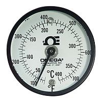 OMEGA SUR-25 2 in Surface Mount Dial Dual Temperature Range Thermometers (250 °F, 15 in)