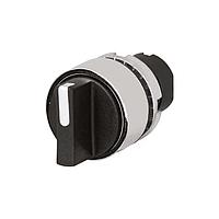 EAO 46-2828.3CV0.001 Knob Actuator, oe 22.3 mm, oe 30 mm, non illuminative, Black, short, round, Silver, Metal, Maintained - Maintained, IP65, IK03