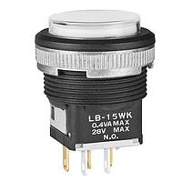 NKK Switches LB15WKG01-5C05-JC Pushbutton Switches ON(ON)RND PNL SEL 5V RED LED CLR/RED CAP