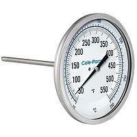 Cole parmer EW-90590-24 Industrial Silicone-Filled Bimetal Thermometer (10~290°C; 12”Stem; 3"Dial)
