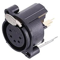 Amphenol Audio AC5FAV-AU-B Connectors 5 Pole XLR Female Chassis Mount A Type Vertical PCB Mount Latching Black Finish