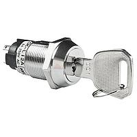 NKK Switches CKL12AFW01-001 Keylock Switches 19MM ON-ON RMVE 2POS FLAT KEY#001 3A LUG