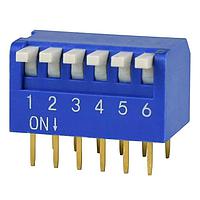 Same Sky (formerly CUI Devices) DS02C-254-2L-06BE DIP Switches 2 12 Positions, Through Hole, 2.54 mm Pitch, Piano Slide Actuator, DIP Switch