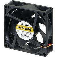 Sanyo Denki 9WPA0812P4S001 Axial DC Axial Fan, 80x80x25mm, 12VDC, Splash/Dust Proof, Tach/PWM, IP68