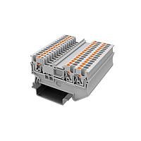 Amphenol Anytek APTS153SDGY00G DIN Rail Terminal Block APT 1.5mm2/1-2 Feed-through terminal blockSingle layer , 1in-2out Grey