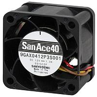Sanyo Denki 109P0412J3013 Axial DC Axial Fan, 40x40x28mm, 12VDC, Groove for Lead, Tachometer