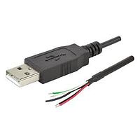 Same Sky (formerly CUI Devices) CBLT-UA-ST-1 USB 2.0 USB Cable, Type A Plug to Stripped and Tinned, USB 2.0, 28 AWG, 1 m, Black, TPE