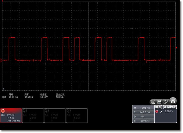 Waveform captured with an OWON VDS Series PC oscilloscope