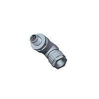 Amphenol LTW MSAS-04BMMC-SR7001 Sensor Cables / Actuator Cables M12 Circular Metric Connector, A Code, Metal, 4A, 04 pins, Male Connector, Male Contact, Right Angle, Screw Thread, Crimp, Field Installable, F4.0 - F8.0mm, IP67 Mated