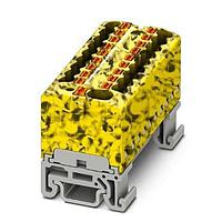 PHOENIX CONTACT 1047453 DIN Rail Terminal Blocks Distribution block  nom. voltage: 500 V  nominal current: 17.5 A  connection method: Push-in connection  Push-in connection  number of connections: 19  cross section: 0.14 mm - 2.5 mm   AWG: 26 - 14  width: 43.9 mm  color: black/yellow  mounting type