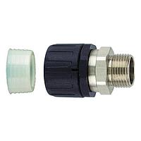 HellermannTyton 166-90030 Fitting, Loom Tubing HelaGuard Non-Met IP68 Fitting, Straight Brass Swivel, Ext. Metric Thread, 0.75" (25mm) Dia, NPB/PA66, Black, 10/pkg