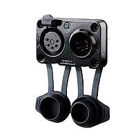 REAN RRX5MF-Z-012-0 XLR Connectors Rean XLR chassis connector, 5 pole male/female duplex, airtight, PCBV, black/gold, BULK