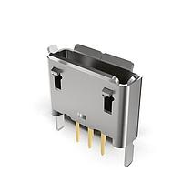 GCT (Global Connector Technology) USB3106-30-0230-A Micro USB Type AB Connectors Micro A/B Skt, Vertical, TH, 30u", W/2.3mm shell stake, T&R
