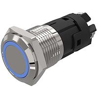 EAO 82-4152.1123 Anti-Vandal 82-4152.1123.Illuminated pushbutton.momentary.16 mm.stainless steel.flush/flat.ring.blue.12 V.screw terminal