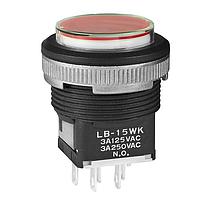 NKK Switches LB15WKW01-JC Pushbutton Switches ON-(ON) ROUND PANEL SEAL CLEAR/RED CAP