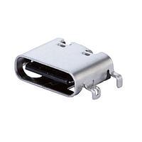 Same Sky (formerly CUI Devices) UJ20-C-H-G-MSMT-2-P16-TR USB Type C Type C,2.0, Horizontal, Gold plated 3u, Mid Surface Mount 1.0mm, 16 pin, T&R