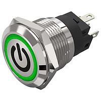EAO 82-5151.1133.B002 Anti-Vandal 16 mm, Illuminated pushbutton, Stainless steel, flush/flush, Screwterminal, Momentary, Silver Contacts, Ring, Red / Green, 24 V AC/DC