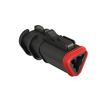 Amphenol SINE Systems AT06-3S-OMRDBLK Automotive Connectors 3 Position Overmolded Plug, Socket, Reduced Seal, Black