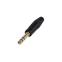 REAN RP3C-B Phone Connectors STEREO 1/4 PLUG BLACK/GOLD - BAG