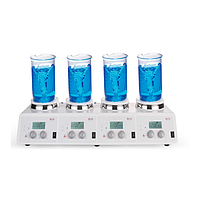 DLAB MS-H340-S4 package LCD 4-Channel Digital Magnetic Hotplate Stirrer (200~1500rpm; 25~340°C; with PT1000 & clamp)