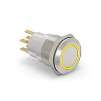 Alcoswitch - TE Connectivity 7-2213764-2 Pushbutton Switches AV19 DPL 0.4VA FIX RING LED YELLOW 24V