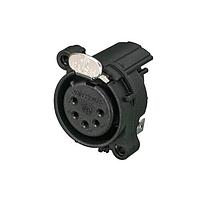 NEUTRIK NC5FAH-D XLR Connectors Receptacle - A series - XLR 5 pin - female - PCBH - Pin 1/shell/front panel isolated - no ground contact - plastic/gold - bulk (disassembled latch)