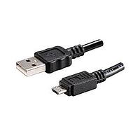 Same Sky (formerly CUI Devices) CBL-UA-MUB-05BT USB 2.0 Cable, USB, 500 mm, Type A 2.0 to Micro B 2.0, 28 AWG, TPE, Black