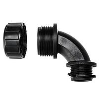 HellermannTyton 166-90125 Cable Protection HelaGuard Non-Metallic IP65 Fitting, 45-Elbow, NPT Thread, 0.50" Dia, PA66, Black, 10/pkg