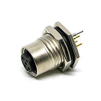 Amphenol LTW MSAS-04PFFP-SF8001 Sensor Cables / Actuator Cables M12 Circular Metric Connector, A Code, Metal, 4A, 04 pins, Female Connector, Female Contact, Hexagonal, PG9, Screw Thread, PCB 180 , Receptacle, Front Fastened, Panel Thickness 4.5, IP68 / IP69K
