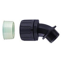 HellermannTyton 166-90111 Cable Protection HelaGuard Non-Metallic IP68 Fitting, 45-Elbow, NPT Thread, 1.00" Dia, Black, 10/pkg