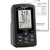 PCE AQD 20-ICA Environmental Meter (0~250 μm/m³, 5~95% rh; 0~50°C; 0~10.000 ppm; 10~1100 hPa; ISO Calibration Cert.)