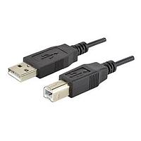 Same Sky (formerly CUI Devices) CBLT-UA-UB-1 USB 2.0 USB Cable, Type A Plug to Type B Plug, USB 2.0, 28 AWG, 1 m, Black, TPE