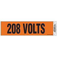 HellermannTyton 596-00931 Labels Voltage Marker, 2.25" x 8.50", 208 Volts, Vinyl, Orange, 1/card, 50 cards/pkg