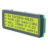 DISPLAY VISIONS EA DIP205G-4NLED Graphic LCD Displays 4x20 DIP Character Display With LED Backlight Y/G