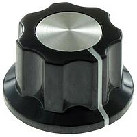Shin Chin RN-99F-BS/6.4 Cylindrical Knob with Skirt Black Knob .75D X .46H