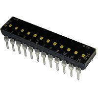 CTS Electronic Components 210-12LPSTF DIP Switches THROUGH HOLE, GOLD FLASH DIP SWITCH, 12-POLE, LOW PROFILE ACTUATOR, BOTTOM SEAL, TAPE SEAL, OFF, TUBE PACK