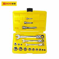 BOSI BS401318 Drophead Rachet Combination Wrench Socket Sets (18pcs set)