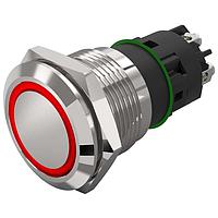 EAO 82-5552.2113 Anti-Vandal 82-5552.2113.Illuminated pushbutton.maintained.19 mm.aluminium natural.flush/flat.ring.red.12 V.screw terminal