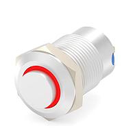 Alcoswitch - TE Connectivity AV1210E312R04 Anti-Vandal Switches Stainless, High Button, Red LED ring, Solder terminal, LED 12VDC