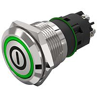 EAO 82-5152.2133.B001 Anti-Vandal 16 mm, Illuminated pushbutton, Aluminium, flush/flush, Screwterminal, Maintained, Silver Contacts, Ring, Blue, 24 V AC/DC
