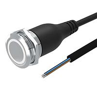 EAO 82-6655.1154 Anti-Vandal Illuminated pushbutton.momentary.22mm.stainless steel SUS 316L.flush/flat.ring illumination Tritan.white 24VDC.Ag.Cable 200mm without Connector